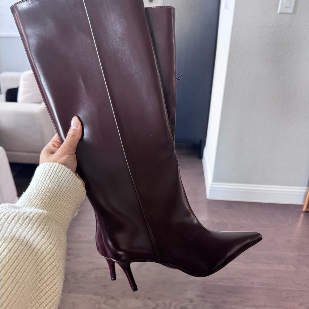 H&M Chic Dark Burgundy Heeled Boots